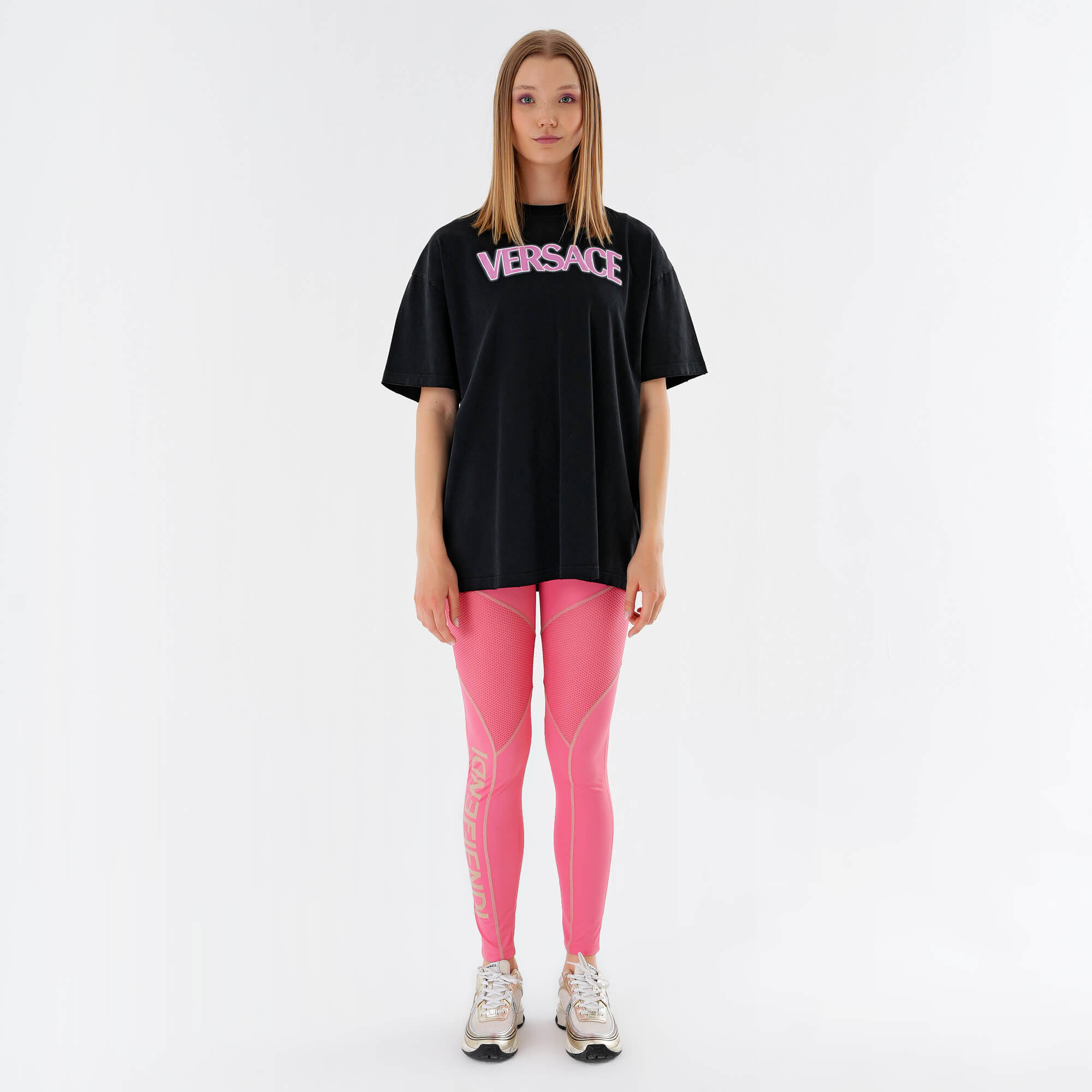 Versace - Black & Pink Logo Print Tshirt 38